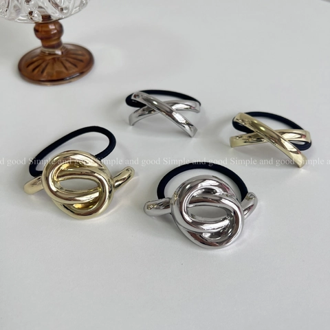 Elastici Per Capelli In Metallo Nodo In Lega Geometrico Croce Supporto Per Coda Di Cavallo Fasce Elastiche Minimalista Vintage Donna