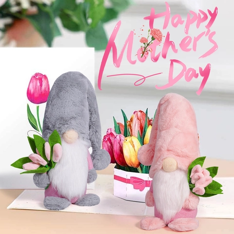 Mother's Day Gnome Plush Doll Glowing Tulip LED Light Nordic Faceless Rudolph Ornament Home Window Decoration Gift