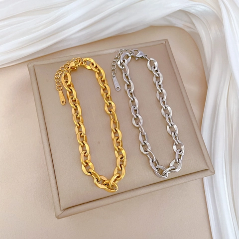 Grobgliedriges Armband Aus Edelstahl Für Damen Im Retro Hip Hop Stil Verstellbarer Schmuck