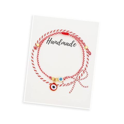 Pulsera Tejida Cruz Ojo Turco Acero Inoxidable Con Perla Artificial Imitación Cristal Charms Hecha A Mano Ajustable Joyería Moda Mujer