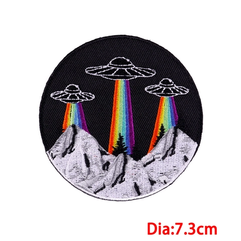 Toppe Ricamate Celestiali Sole Luna UFO Da Stirare Applicazioni Decorative In Tessuto Distintivo Per Vestiti Zaini DIY