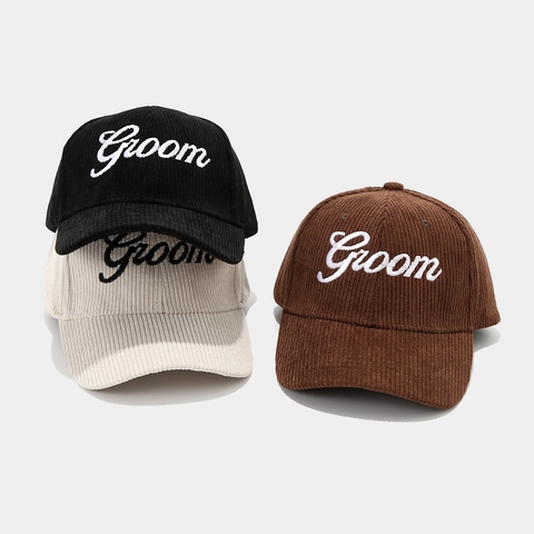 Corduroy Cotton Baseball Cap Bride Groom Letter Embroidery Adjustable Wedding Party Sun Hat Casual For Couple