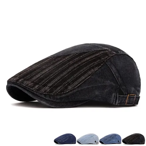 Coppola In Denim Lavato Retro Stile Britannico Cappello Newsboy Per Uomo Donna Regolabile Ivy Cap Moda Cotone
