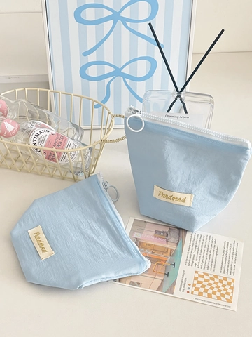 Cosmetic Storage Bag Nylon Portable Zipper Pouch For Makeup Sanitary Napkin Travel Organizer Simple Ins Style