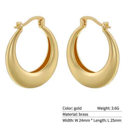 Retro Kupfer Geometrisch C Form Ohrringe Für Damen 18K Vergoldet Zirkonia Twist Texturiert Ellipse Ohrschmuck Zubehör