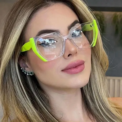 Γυαλιά Προστασίας Από Μπλε Φως Cat Eye TR90 Οξική Κυτταρίνη Γεωμετρικός Μεγάλος Σκελετός Αντίθεση Χρωμάτων Ρετρό Γυναίκες Άνδρες