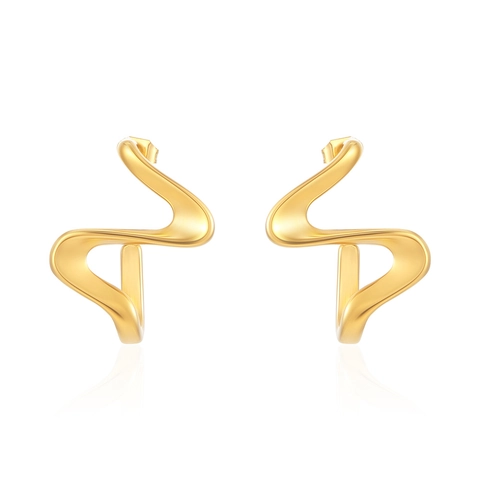 Vintage Irregular Wave Stud Earrings Titanium Steel Abstract Geometric Twisted Earrings For Women Gold Silver Jewelry