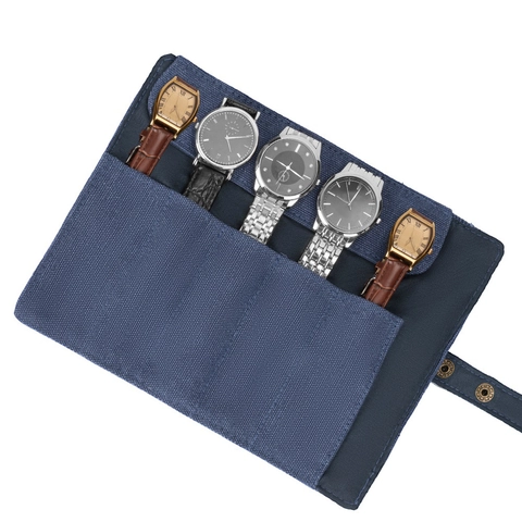 Organizzatore Per Cinturini Per Orologi In Tela Di Cotone Custodia Portatile Con Bottone A Pressione