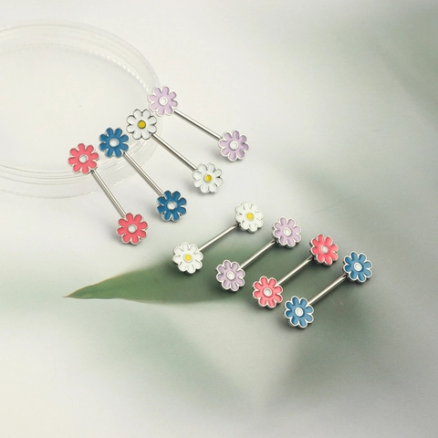 Nipple Ring Barbell Stainless Steel Moon Star Daisy Flower Body Piercing Jewelry Elegant Fashion Women