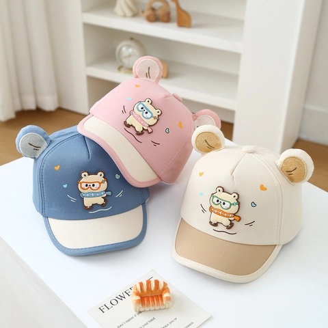 Cappellino Da Baseball Per Neonati Orecchie Da Orso Cartone Animato Colore Contrastato Regolabile