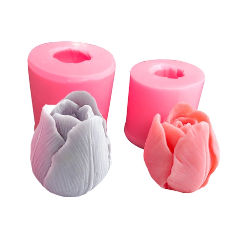 3D Tulip Rose Flower Shape Silicone Mold For DIY Fondant Chocolate Cake Baking Craft Candle Soap Resin Clay Tool