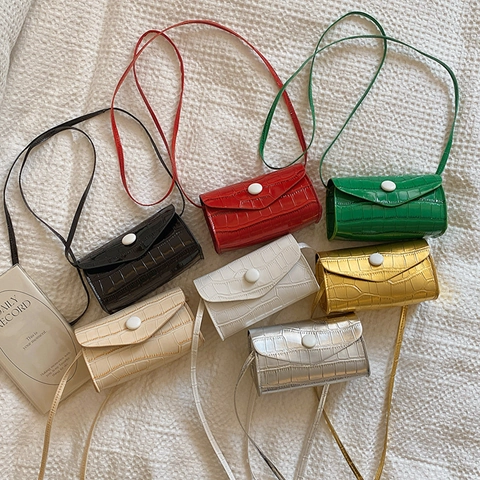 Kids Mini Crossbody Tas Koreaanse Stijl Krokodillen Patroon PU Leer Kleine Schoudertas Met Ronde Knoop Voor Jongens Meisjes Mode