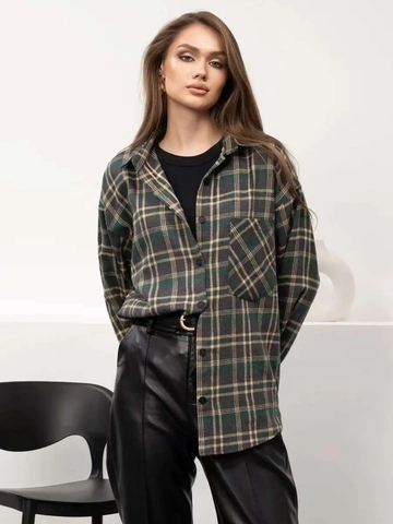 Chemisier À Carreaux Coton Polyester Manches Longues Col Rabattu Ample Décontracté Rétro Poche Hauts Boutonnés Pour Femmes