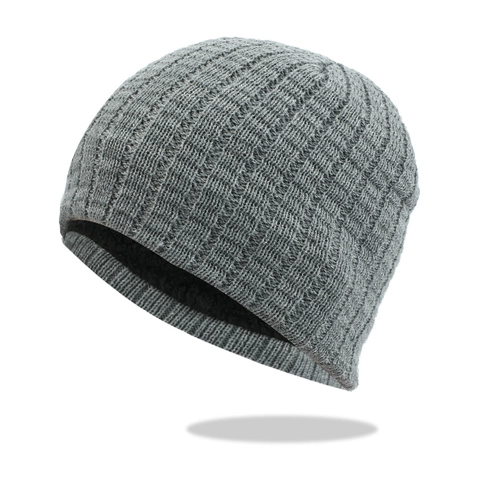 Men Winter Beanie Hat Knitted Acrylic Warm Fleece Lined Ribbed Skull Cap For Outdoor Sports Solid Color Trendy