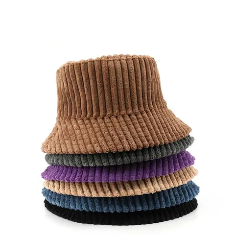 Cappello Da Pescatore Donna Velluto A Coste Vintage Tinta Unita Caldo Antivento Esterno Autunno Inverno Regolabile