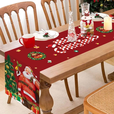 Kerst Tafelloper Rood Kerstman Patroon Polyester Vakantie Keuken Eetkamer Huis Decoratie Vrolijk Kerstfeest