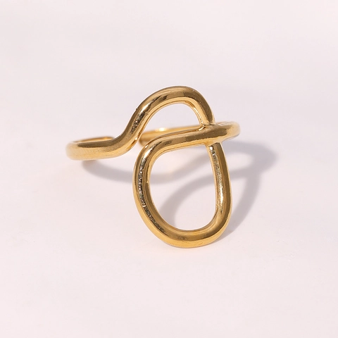 Anillo Abierto Línea Enrollada Minimalista Acero Inoxidable Geométrico Abstracto Joyería Ajustable Para Mujer