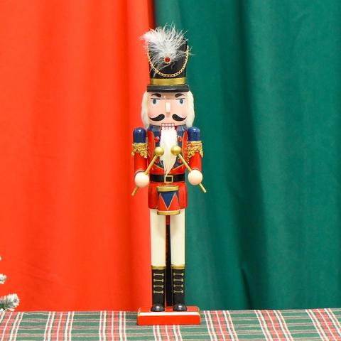Traditioneller Weihnachtlicher Nussknacker Soldat Trommler Holzfigur Handbemalt Festliche Europäische Hausdekoration Geschenk