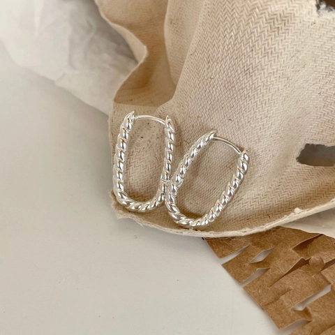 925 Sterling Silber Gedrehtes Seil Creolen Minimalistische Zopfstruktur Oval U-Form Geometrischer Modeschmuck Für Frauen