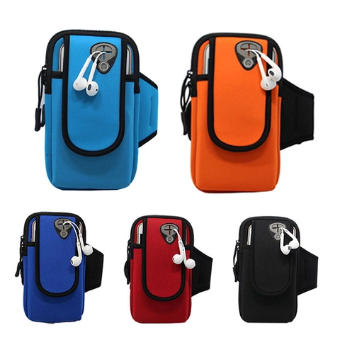 Fascia Da Braccio Sportiva Per Telefono Neoprene Impermeabile Doppia Cerniera Con Foro Per Cuffie Per Corsa Fitness Uomo Donna