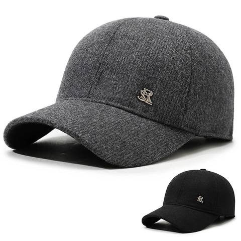 Berretto Da Baseball Invernale Da Uomo Con Paraorecchie Caldo Misto Cotone Lana Antivento Sport Regolabile