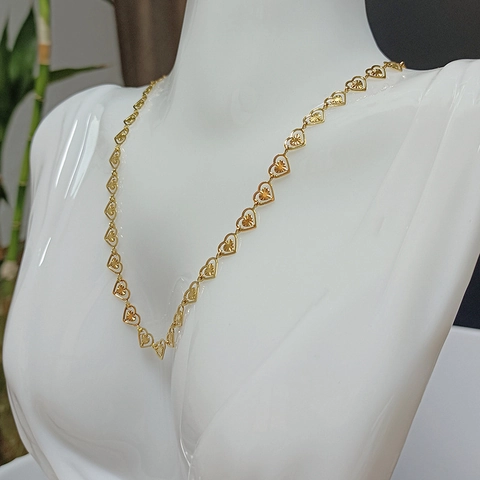 Stainless Steel Heart Link Necklace Hollow Design With Starburst Engraving Elegant Minimalist Clavicle Chain For Women