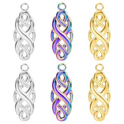 Collar Con Colgante De Nudo De Bruja De Acero Inoxidable Para Mujer Nudo Celta Gótico Accesorios De DIY Cadena De Oro Plata Arcoíris Joyería Regalo