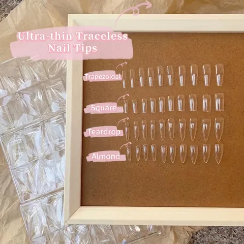 Klare Full Cover Künstliche Fingernägel Sarg Quadrat Mandel Stiletto Formen Ultradünne Nahtlose Kunststoffnägel