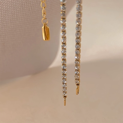 Halskette Aus Edelstahl Mit Zirkonia Für Damen 14K Vergoldet Strass Choker Modeschmuck Für Hochzeit Party Geschenk