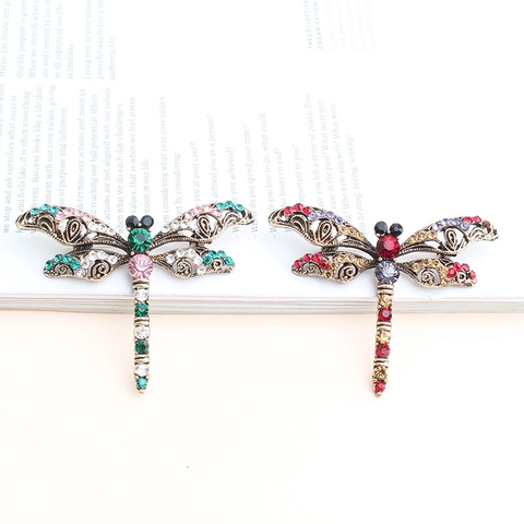 Spilla A Libellula In Lega Con Strass Colorati Ali Traforate Stile Retrò Regalo Di Gioielli Eleganti Per Donna