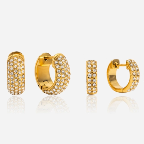 Pendientes de Aro en Forma de U de Acero Inoxidable Con Pavé de Strass Chapados en Oro Joyería de Moda para Mujer Fiesta