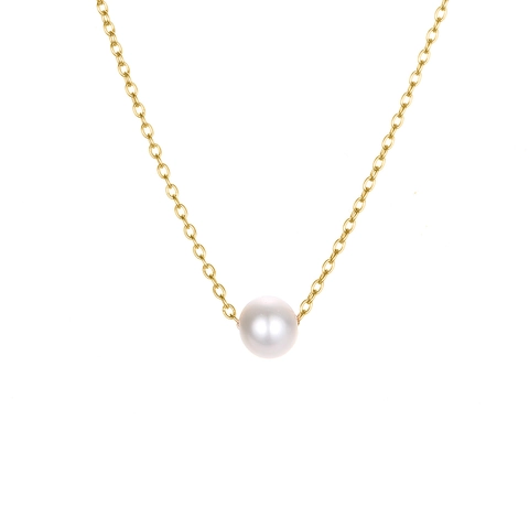Minimalist Stainless Steel Artificial Pearl Pendant Necklace Women Gold Silver Plated Clavicle Chain Fashion Jewelry