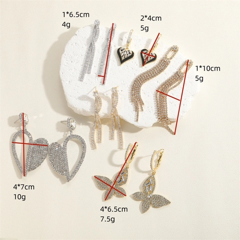 Luxe Koperen Zirconia Strass Hart Vlinder Kwastje Oorbellen Voor Dames Goud Zilver Verguld Mode Sieraden Cadeau