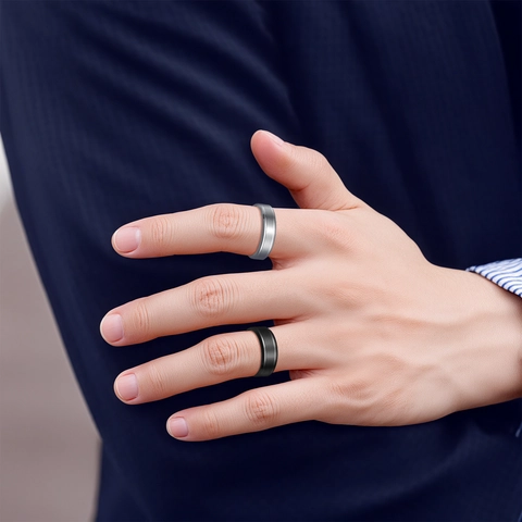 Stainless Steel Ring Brushed Matte Center Polished Beveled Edge Minimalist Band For Men Unisex Industrial Style Jewelry