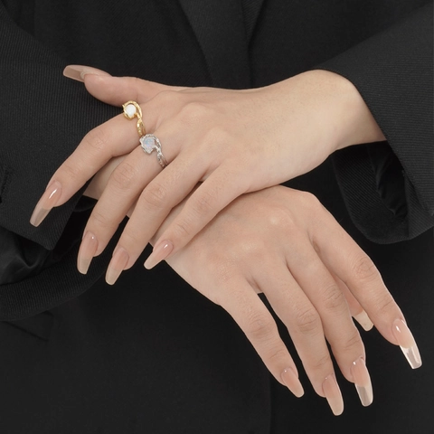 S925 Sterling Silver Opal Ring For Women Niche Luxury Handmade Irregular Wrap Adjustable Open Ring Jewelry Wedding Party Gift