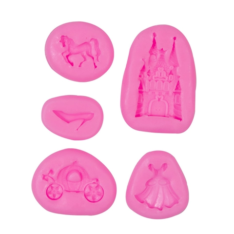 Cake Fondant Silicone Mold Castle Pumpkin Carriage Horse Dress High Heel DIY Baking Decoration Fairy Tale Style