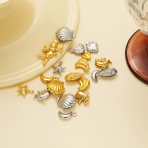 Ciondoli Cavi In Acciaio Inossidabile Fai Da Te Creazione Gioielli Charms Per Collana Bracciale Cuore Angelo Forme Animali