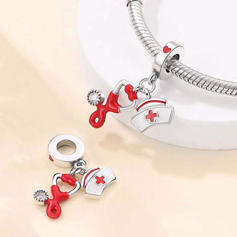 Silver Plated Career Series Charm Artist Palette Palette Brush Doctor Stethoscope Nurse Hat Pendant For Jewelry Making Women