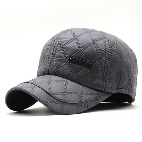 Herren Winter Gesteppte PU Leder Baseballkappe Mit Ohrenklappen Warm Dick Winddicht Outdoor Sport Verstellbarer Hut