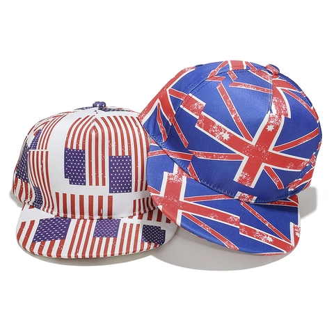 Hip Hop Flat Brim Baseball Cap Polyester Flag Dollar Starry Sky Eagle Skull Pumpkin Print Sun Hat For Men Women Outdoor Streetwear