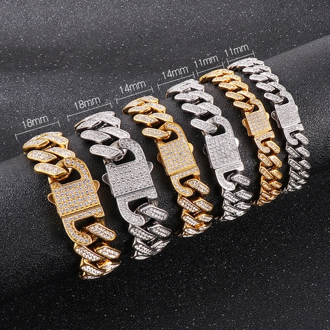 Set Collana E Bracciale Da Uomo Cuban Link Iced Out Acciaio Inossidabile Strass Gioielli Hip Hop