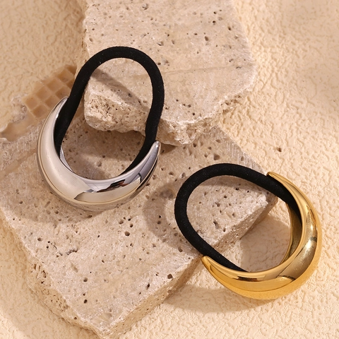 Lazos Para El Cabello De Media Luna De Acero Inoxidable Bañado En Oro De 18K Cintas Elásticas De Metal Para Mujer