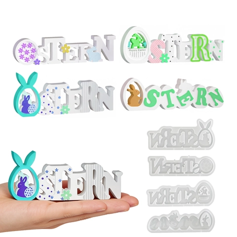 Easter Ostern Letter Silicone Mold Rabbit Egg Shape For Resin DIY Crafting Baking Tool Holiday Ornament Making