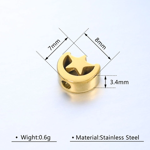 Ciondoli Stella Luna Acciaio Inossidabile Lucidato A Specchio Perline Cave 3D Per Creazione Gioielli DIY Collane Bracciali