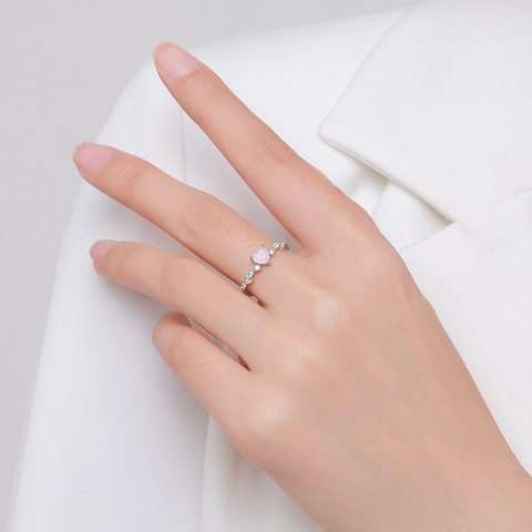 Rosa Herz Ring 925 Sterlingsilber Zirkonia Süßer Eleganter Romantischer Fingerschmuck Für Frauen Mädchen Geschenk