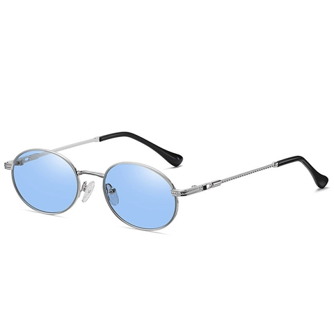 Occhiali Da Sole Ovali Retro Stile Punk Piccola Montatura In Metallo Protezione UV400 Moda Uomo Donna Steampunk