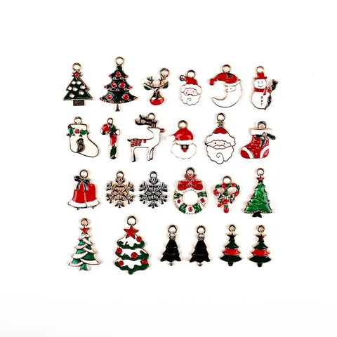 Kerst Emaille Charms Hangers Zinklegering DIY Sieraden Accessoires Kerstman Rendier Sneeuwvlok Boom Feestelijk Decor