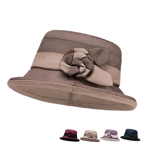 Cappello Alla Pescatora Elegante Da Donna Tesa Larga Poliestere Protezione Solare Fiore Estate Cappello Cloche
