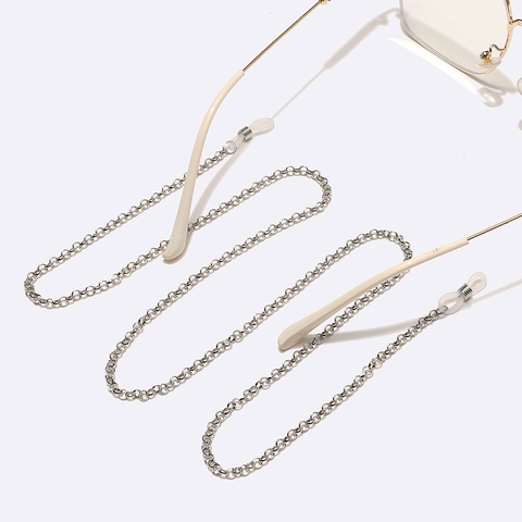 Metal Glasses Chain Non-slip Alloy Eyewear Lanyard Strap Silver Color Adjustable Silicone Loops Sunglasses Holder Fashion Accessory