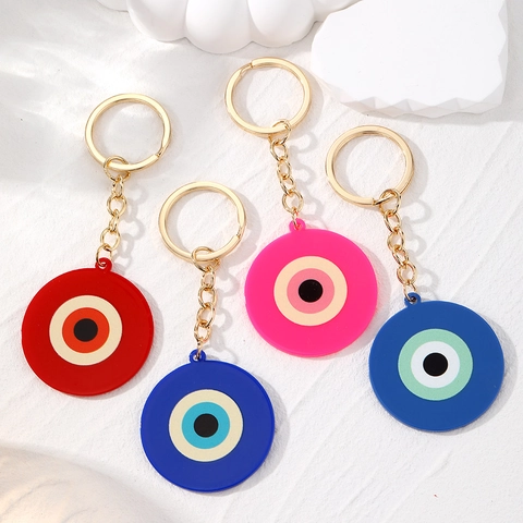Acryl Böser Blick Schlüsselanhänger Bunt Geometrisch Blaues Auge Kreis Anhänger Glücksbringer Schlüsselring Damen Herren Geschenk